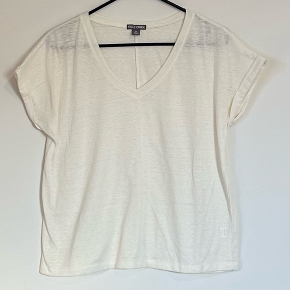 Falls Creek Tops - Falls Creek Women's Off White Boxy Short Sleeve Tee - Medium